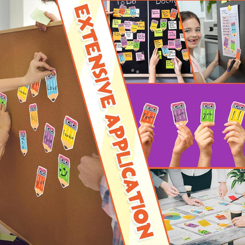 Janlaugh Teachers Sticky Notes - 48 Pads, 1440 Sheets Pencil Shaped Note Pads, Cute Self Adhesive Gifts for Students