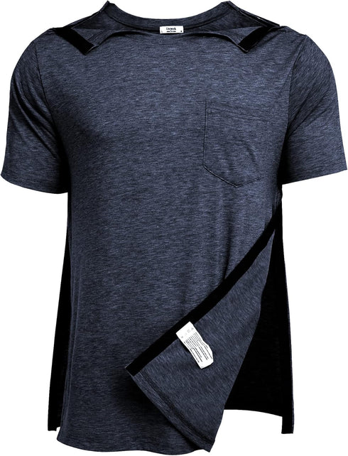 Deyeek Men's Post Shoulder Surgery Shirts Recovery Tear Away Short Sleeve Full