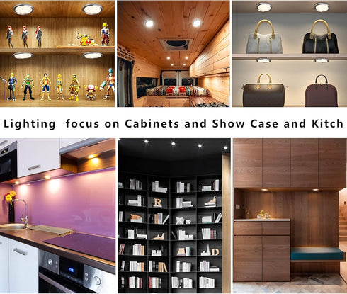 Dimmable 12V 4Pack) Smart LED Puck Lights with APP Control, Cabinet Lighting with Bluetooth, Music Sync and Timer