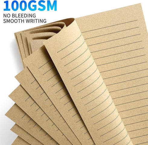 Tofun 2 Packs A5 A5 6-Ring 8mm 80 160 Lined Vintage Refillable Paper, Retro Binder Refills Paper for Binders Planner