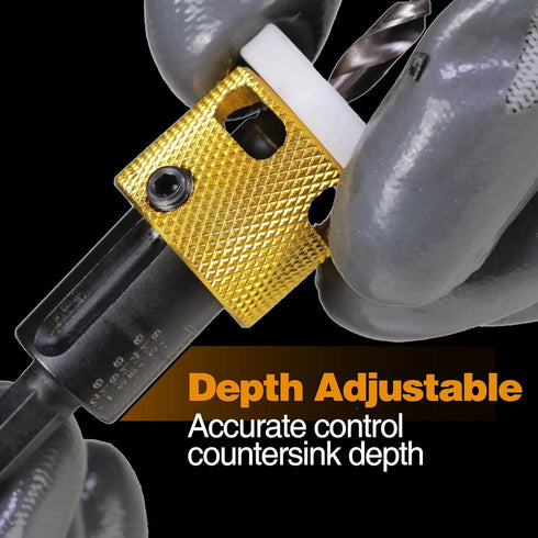 1/8"x3/8" Carbide Tipped Countersink Drill Bits with Low Friction Depth Stop for Wood and Plastic