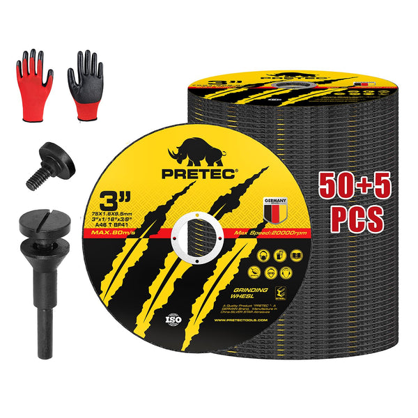 Die Grinder Cut-Off Wheel, 55 Pcs 3 Inch Cut Off Wheels with 1/4 in Mounting Mandrel Kit for Metal & Stainless Steel
