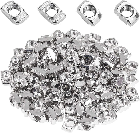 100 Pieces 2020 Series T Nuts, M3 T Slot Nut Hammer Head Fastener Nut, Nickel Plated Carbon Steel