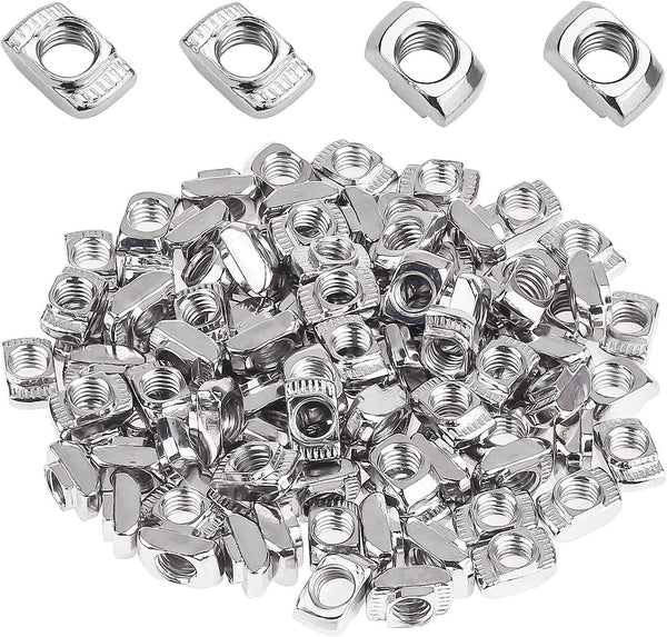 100 Pieces 2020 Series T Nuts, M3 T Slot Nut Hammer Head Fastener Nut, Nickel Plated Carbon Steel