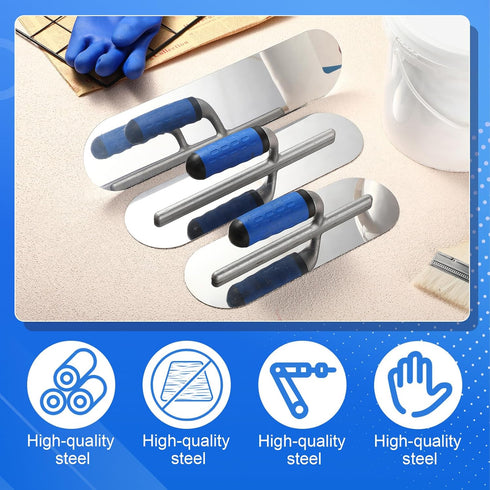 3 Set (16" 4" 14"x4" 12"x4") Lasnten PC Stainless Steel Pool Trowel x & & Flat Concrete Finishing Trowel Tools Cement