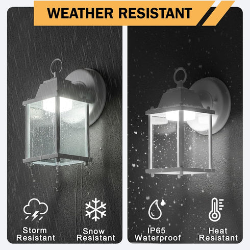 9.5W 800 5000k-Matte 1-Pack LIT-PaTH Outdoor LED Wall Lantern, Wall Sconce as Porch Light, Lumen, Aluminum Housing Plus