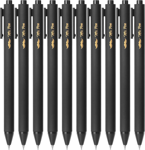 Mr. Pen Retractable Gel Pens, 10 Pack, Black Ink, Fine Point 0.5mm, Fast Dry, Cute Aesthetic Pens for Journaling