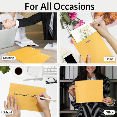 SUNEE 9x12 Clasp Envelopes 100 Count - Brown Kraft Envelopes with Clasp Closure for Home, Office, Business, Legal