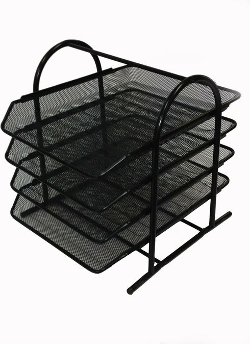 Buddy Products Mesh 4-Tier Letter Tray, 13.8 x 11.8 x 12.3 Inches, Black