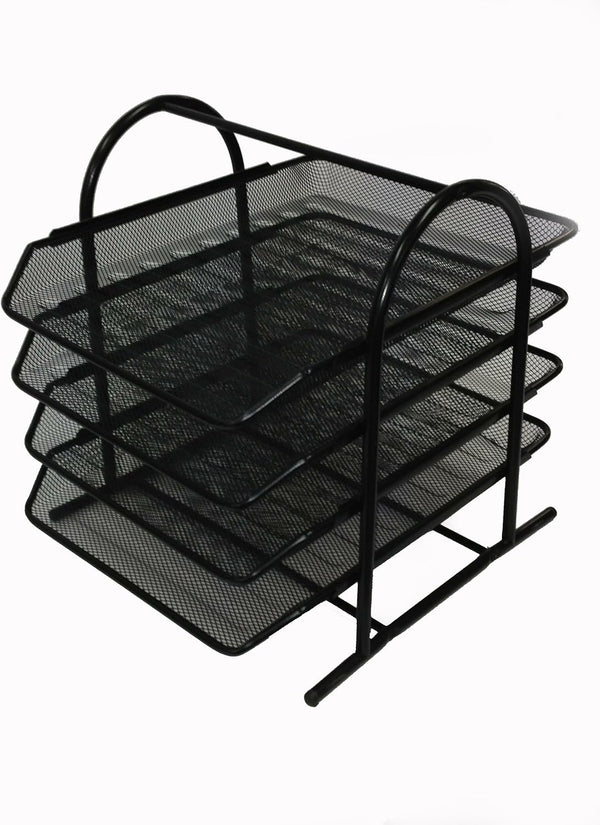 Buddy Products Mesh 4-Tier Letter Tray, 13.8 x 11.8 x 12.3 Inches, Black