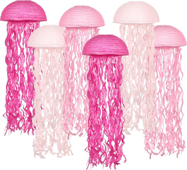Pink Jelly Fish Paper Lanterns Set, Under The Sea Party Decorations, Jellyfish