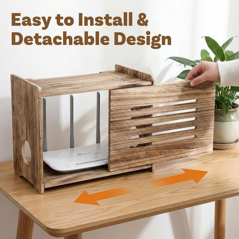 HANLANXUE Wood Router Shelf Projector Shelf Projector Stand Router Storage Box Modem Cable Routers Cover Organized