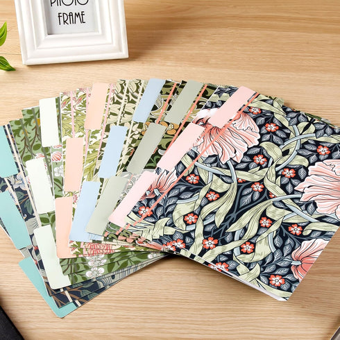 GreenPine 18 Pack William Morris Floral File Folders, Decorative Letter Size (9.5 x 11.5"), 1/3 Cut Tab