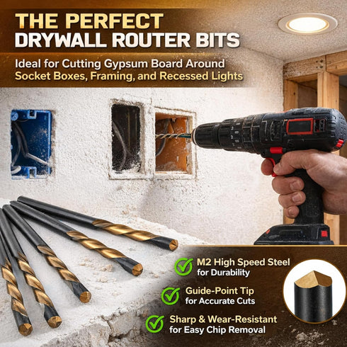 50 1/8" Tondiamo Pcs Drywall Rotor Tips Drywall Router Drill Bits HSS Guidepoint Cutting Rotor Tips Cutout Tool for Use