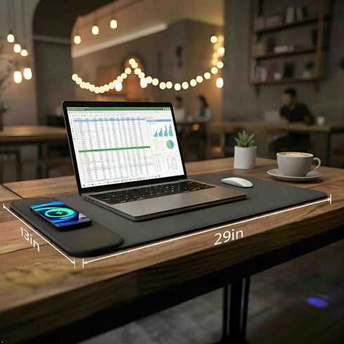 Loyobo 15W 29x13 inch Magnetic Wireless Charging Gaming Mouse Pad for MacBook, PC, Laptop - Large PU Leather