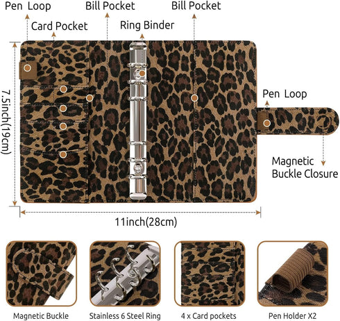 SKYDUE A6 Budget Binder | Money Organizer with Zipper Envelopes | 12Pcs Expense Budget Sheet & 24Pcs Stickers