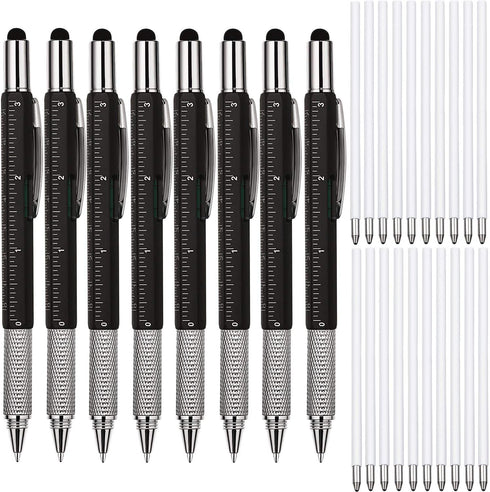 Zhanmai 8 Pieces Gifts for Men, Fathers Day Dad Gifts, 6 in 1 Multitool Pen Set with Refills, Black