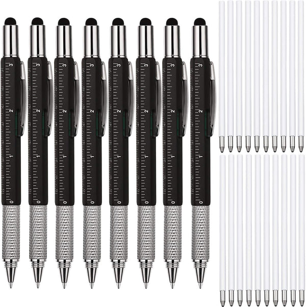Zhanmai 8 Pieces Gifts for Men, Fathers Day Dad Gifts, 6 in 1 Multitool Pen Set with Refills, Black