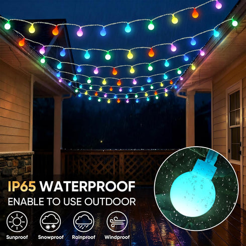 33FT 24 60 128 OMIKA Connectable Globe String Lights Indoor, Color Changing Fairy Lights Plug in with Remote, LEDs