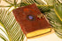 Moon Blue Lapiz Gemstone Studded Writing Handmade Leather Notebook Journal Unlined Antique Deckle Edge Vintage Paper, Leather Sketchbook, Drawing Journal, Great Gift Clasp Office Product (Brown) by Shy Shy Let's Touch The Sky