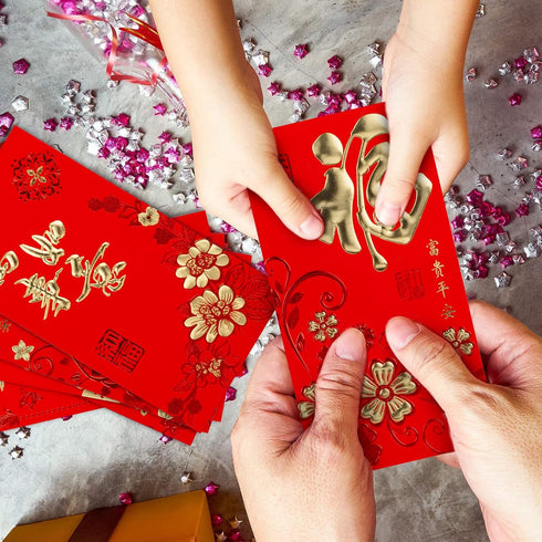 Whaline 72Pcs Large Red Packet Chinese New Year Envelopes 2024 Year of the Dragon Plum Blossom Pattern, 3.5 x 6.7 In