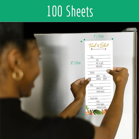 Hebayy 100 Sheets Grocery List, Magnetic Food&Shit Funny Shopping List Fresh Style Magnet Notepad Memo Note To Do List Planner for Refrigerator (3" x 8") by Hebayy