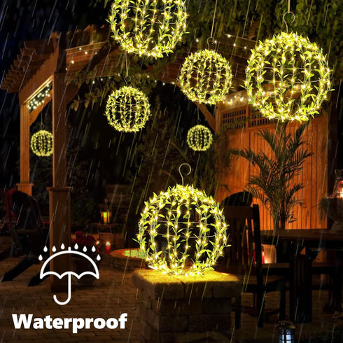 2-Pack 13in 11in 264 8 Joomer Solar Hanging Ball Lights Outdoor, & Total LED Solar Globe Lights, Modes Waterproof Metal