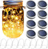 Mason Jar Solar Lantern Lights - 8 Pack 30 LED Bulbs Fairy Star Firefly Solar Lids