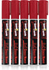 CHALKY CROWN 5 Pack Liquid Chalk Marker Pen - 6mm Reversible Tip for Chalkboard Signs, Windows, Blackboard, Glass (Red)