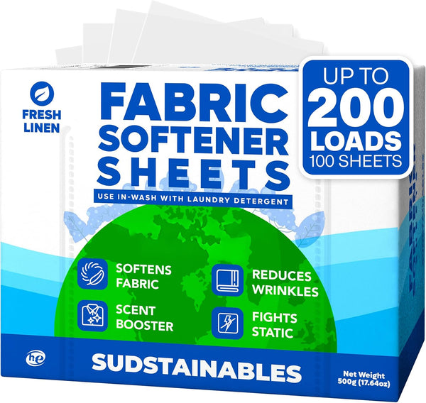 Sudstainables Fabric Softener Sheets for Washer Laundry Softener Sheets for Washing Machines,