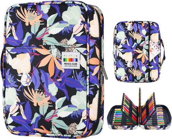 YOUSHARES Colored Pencil Case, 220 Slots Pen Organizer with Handy Wrap & Zipper, Multilayer Holder for Prismacolor