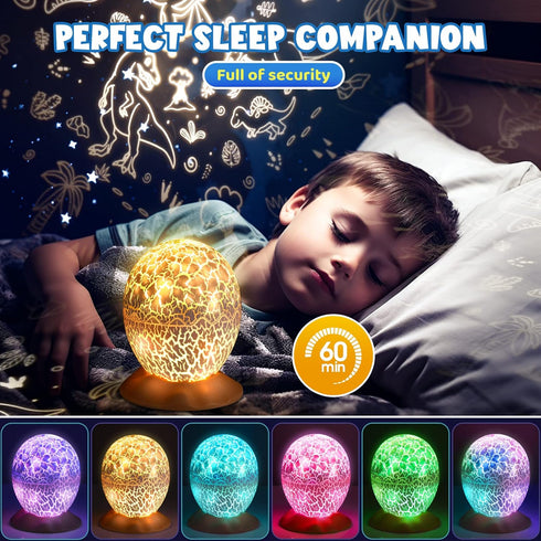 3-5 6 7 8 9 10, 3-12 2-in-1 Dinosaur Egg Night Light for Kids, Sensory Toys for Kids Ages Dinosaur Toys Night Light