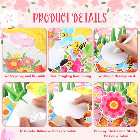 Zonon 114 Pcs Christian Spring Classroom Bulletin Board Decorations Flower Tree Bulletin Board Set Religious Spring Cutouts for Sunday School Kids Office School DIY Projects Chalkboard Supply