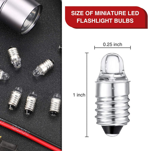 Honoson 10 Pieces E10 LED Bulbs 3 Volt Miniature Flashlight Bulbs E10 Replacement Bulbs Mini Lamps Cool White by Honoson