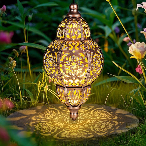 Solar Lanterns,Outdoor Garden Decor Solar Lantern Metal Moroccan Chandelier Gardening Decorative,Outside Hanging Lights
