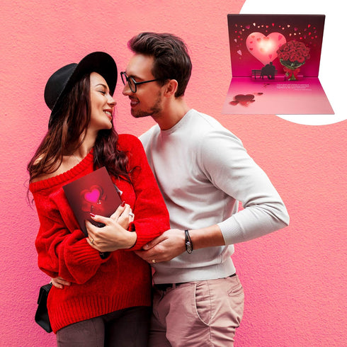 Pop Up Anniversary Card for Couple with Lights & Music, Happy Anniversary Card for Wife & Girlfriend
