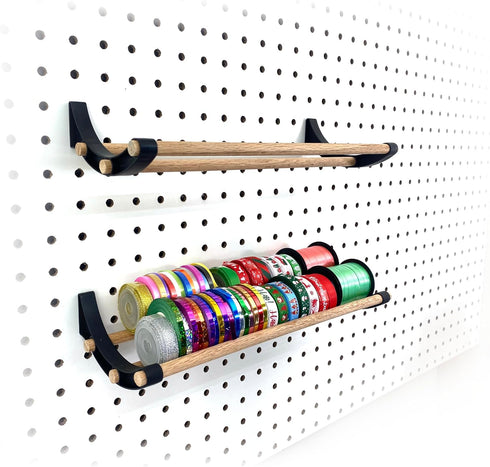 PEGGY Pegboard Tape and Ribbon Organizer, Accessory Hook and Dowel Storage for Crafts and Hobby, 12in Kit