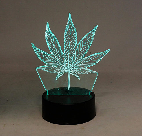 Dependable Industries 3D Marijuana Leaf Weed LED 7 Color Changing Table Night