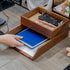 Demigo Desk Organizer Letter Tray, Set of 2 Acacia Wood for Storage Paper Letter Folders