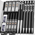 Nicpro 6 PCS Art Mechanical Pencil Set, Black Metal Drafting Pencils 0.3-0.9mm & 2PCS 2mm Graphite Lead Holder