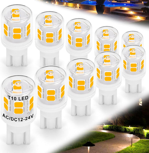 Low Voltage T5 T10 LED Bulbs, 2 Watt Equivalent, 11W 18W Warm White 2700K, 300 Lumen, 10 Pack for Outdoor Lighting