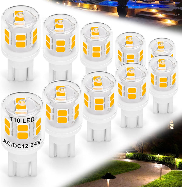 Low Voltage T5 T10 LED Bulbs, 2 Watt Equivalent, 11W 18W Warm White 2700K, 300 Lumen, 10 Pack for Outdoor Lighting