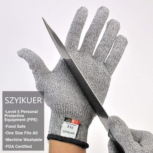 Cut Resistant Kitchen Gloves - Food Grade Level 5 Hand Protection, Medium Size (Palm Diameter 3.35-3.75inch)