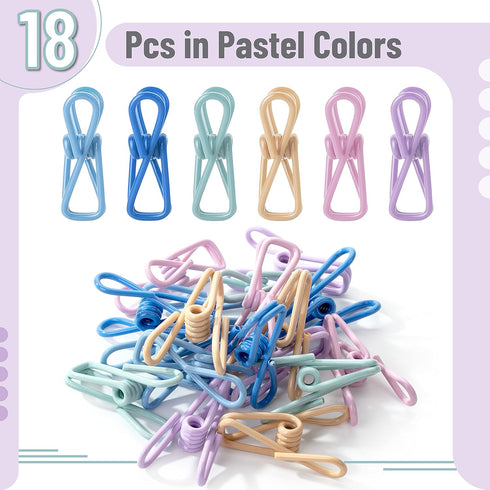 Mr. Pen- Chip Clips, 18 Pack, 2 Inch, Pastel Colors, Utility Steel PVC-Coated Clips, Bag Clips, Chip Clip, Metal Clips, Chip Bag Clip, Food Clips, Bag Clips for Food Storage, Food Bag Clips by Mr. Pen