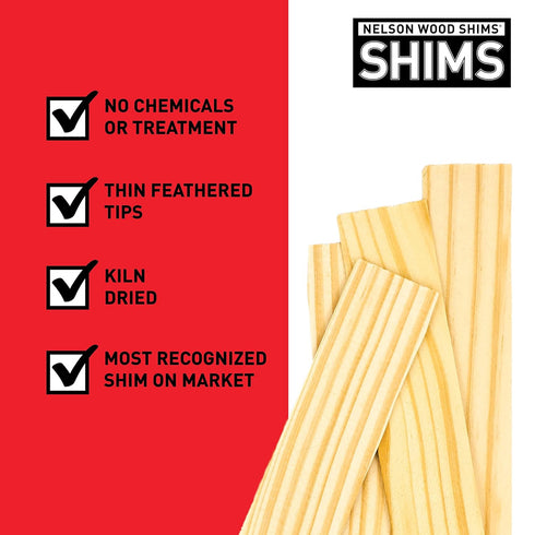 Nelson Wood Shims - DIY Bundle of 8-Inch High Performance Natural Wood Shims, 12 Total
