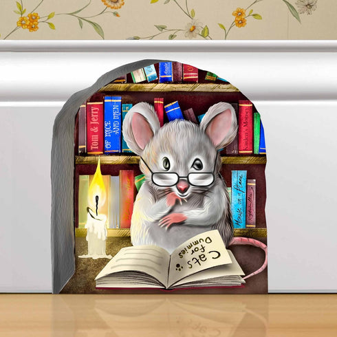 Mouse Reading Book Wall Decor Sticker Decal - Kids Room, Classroom, Home, Adorable Librarian Mouse Design