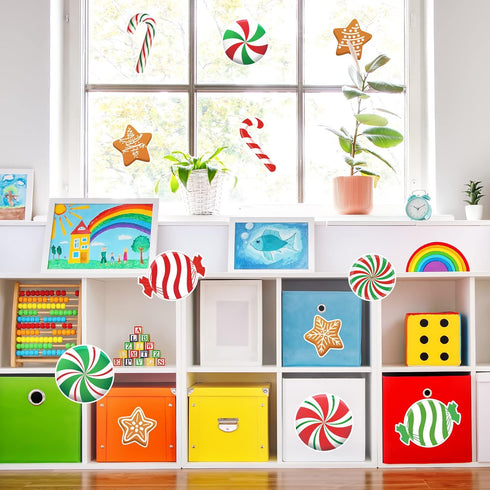 Whaline 76Pcs Merry Christmas Classroom Decoration Kit, Gingerbread Candy Cane Cutouts with Red White Stripes Border