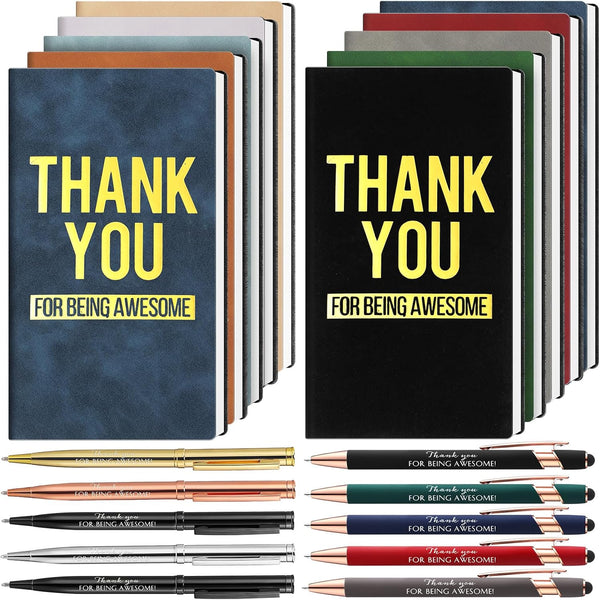 Ireer 10 Sets Appreciation Gifts Notebooks with Pens, A6 Leather Journal Thank You Gifts for Employees