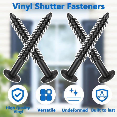 GlowGeek 62 Pack Vinyl Shutter Fasteners for Windows Outside, Plastic Shutter Screws Exterior Window Shutter Pin Pegs