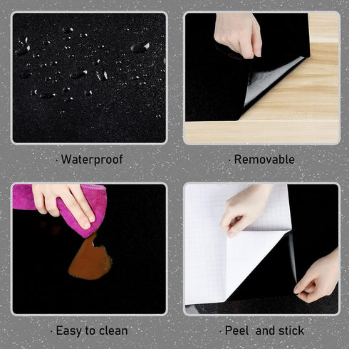 Glossy Black Contact Paper, 15.75" x 118", Peel and Stick Shiny Glitters Self Adhesive Removable Wallpaper for Kitchen
